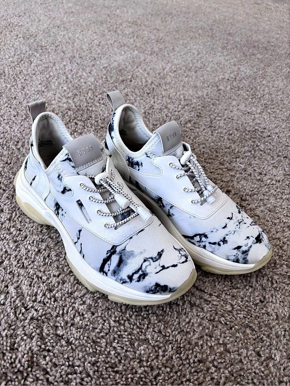 Steve Madden Myles White Black Marble Sneakers